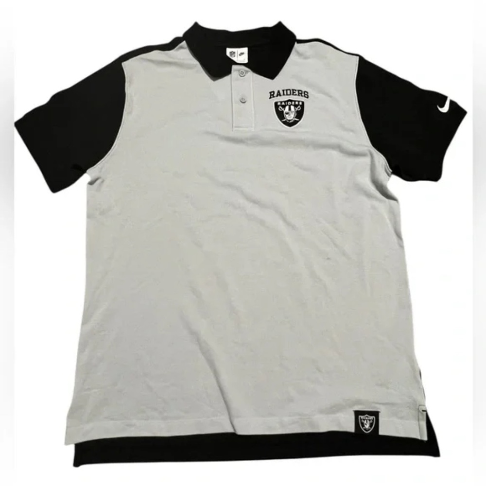 Nike Las Vegas Raiders Athletic Polo Shirt 2 button Black/Gray Medium